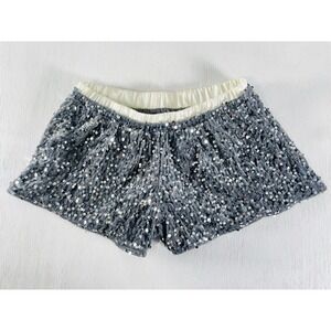 Gray‎ Hot Pants Sequence Boxer Style Elastic Waist Shorts Women's Size M Bling